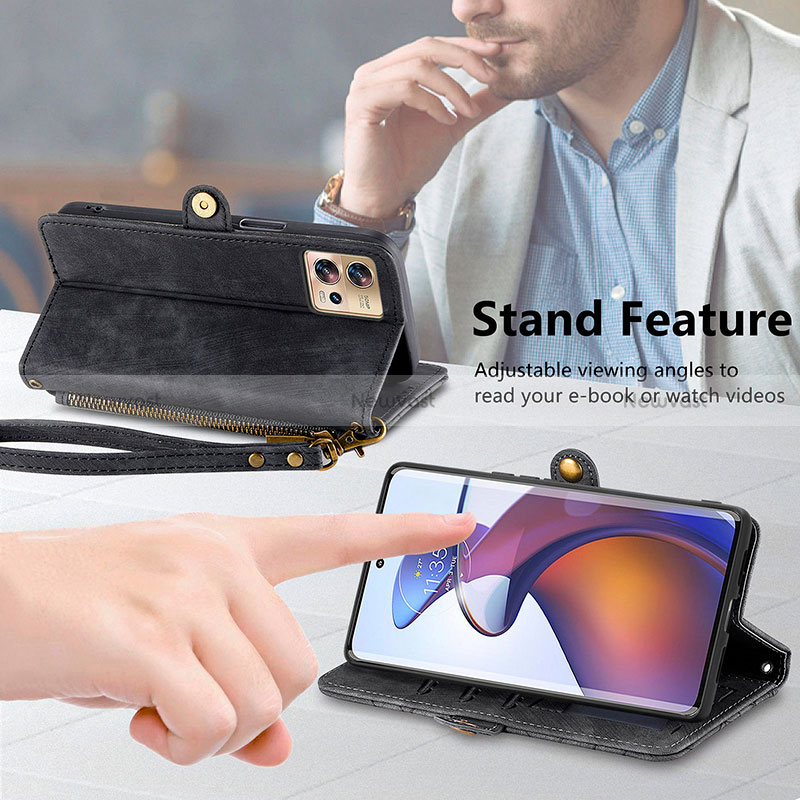 Leather Case Stands Flip Cover Holder S17D for Motorola Moto Edge 30 Pro 5G