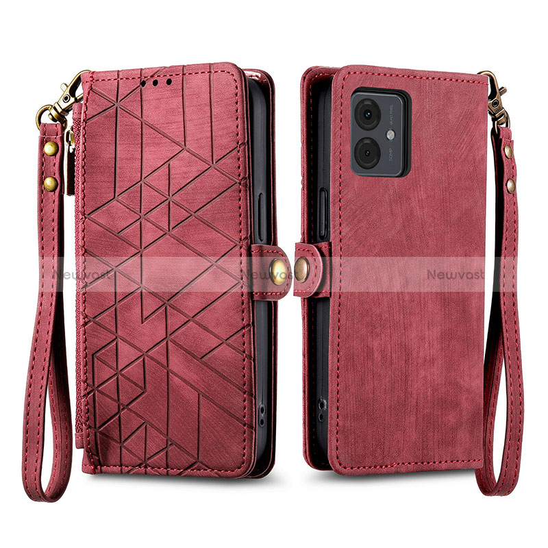 Leather Case Stands Flip Cover Holder S17D for Motorola Moto G14