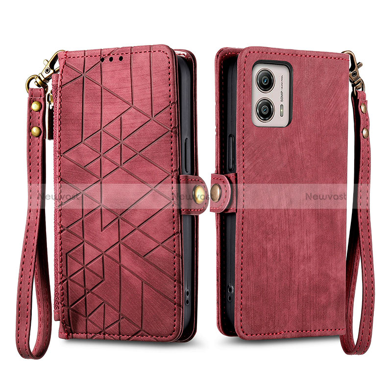 Leather Case Stands Flip Cover Holder S17D for Motorola Moto G53 5G