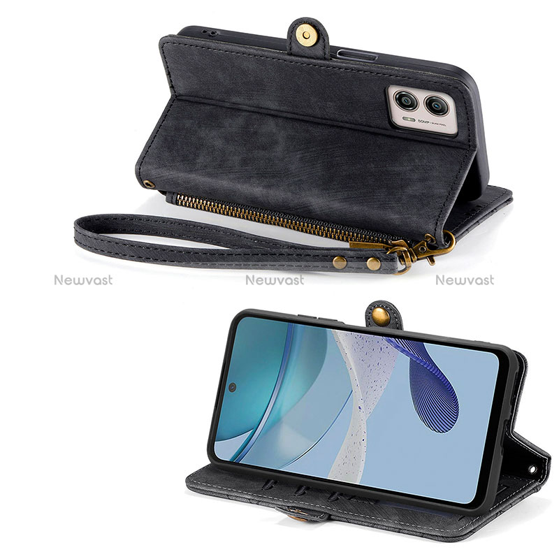 Leather Case Stands Flip Cover Holder S17D for Motorola Moto G53j 5G