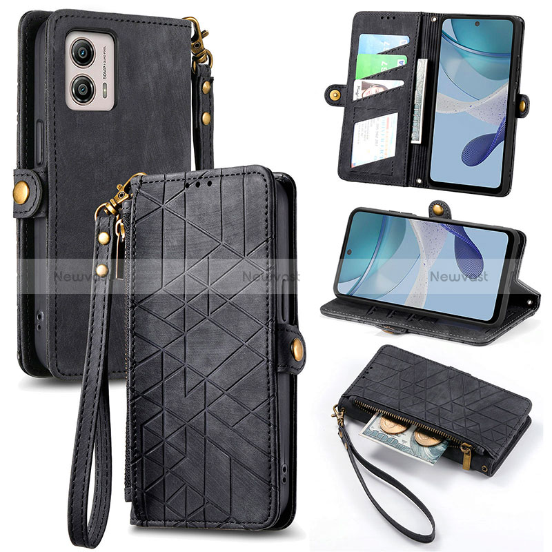 Leather Case Stands Flip Cover Holder S17D for Motorola Moto G53j 5G