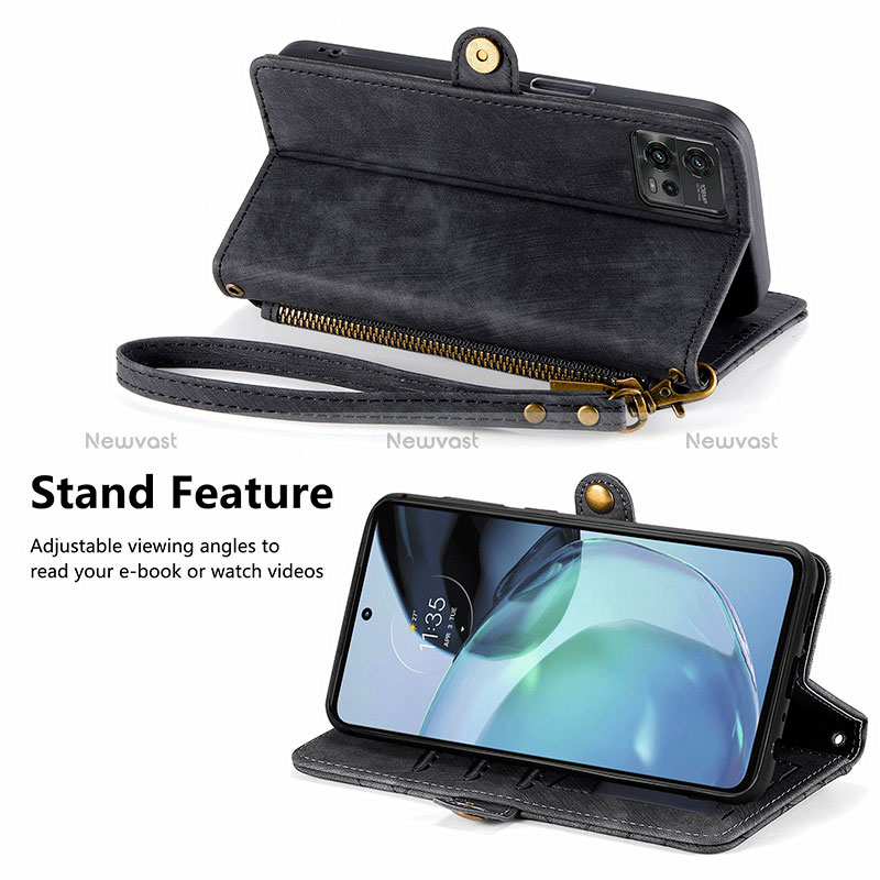 Leather Case Stands Flip Cover Holder S17D for Motorola Moto G72