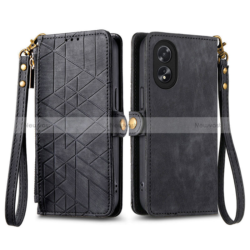 Leather Case Stands Flip Cover Holder S17D for Oppo A18