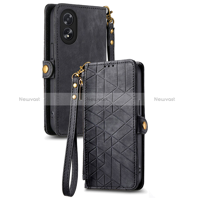 Leather Case Stands Flip Cover Holder S17D for Oppo A18