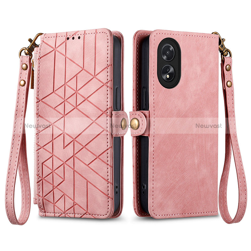 Leather Case Stands Flip Cover Holder S17D for Oppo A38