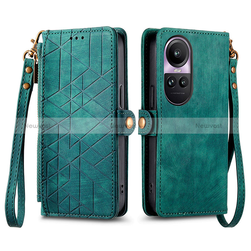 Leather Case Stands Flip Cover Holder S17D for Oppo Reno10 5G