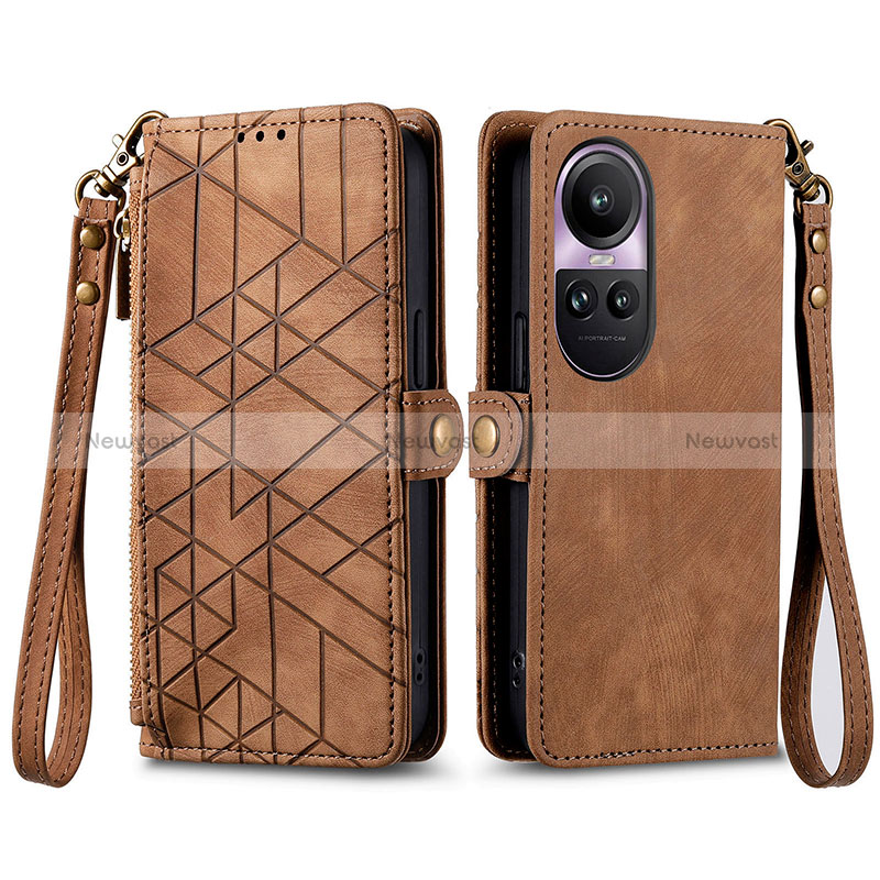 Leather Case Stands Flip Cover Holder S17D for Oppo Reno10 5G