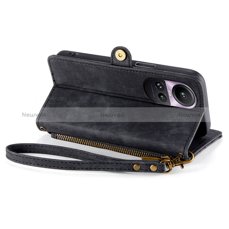 Leather Case Stands Flip Cover Holder S17D for Oppo Reno10 5G