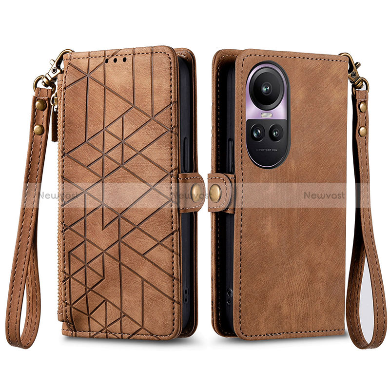 Leather Case Stands Flip Cover Holder S17D for Oppo Reno10 Pro 5G
