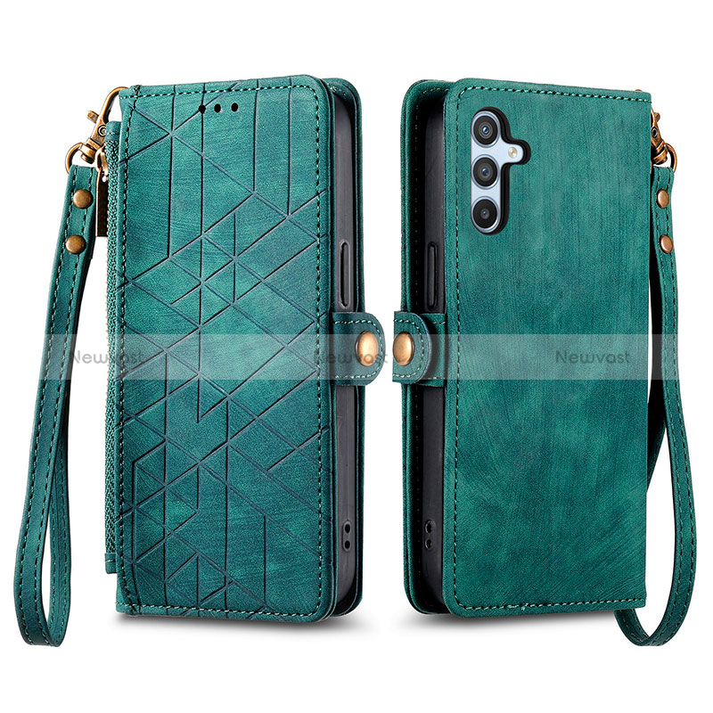 Leather Case Stands Flip Cover Holder S17D for Samsung Galaxy A34 5G Green