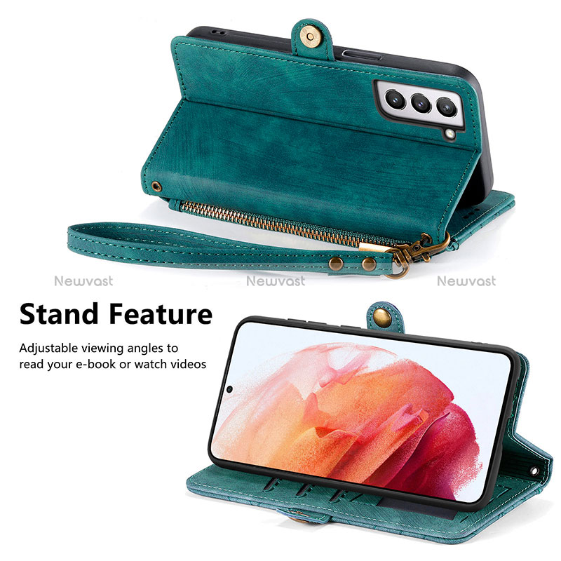 Leather Case Stands Flip Cover Holder S17D for Samsung Galaxy S21 FE 5G