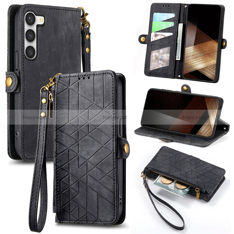 Leather Case Stands Flip Cover Holder S17D for Samsung Galaxy S24 5G