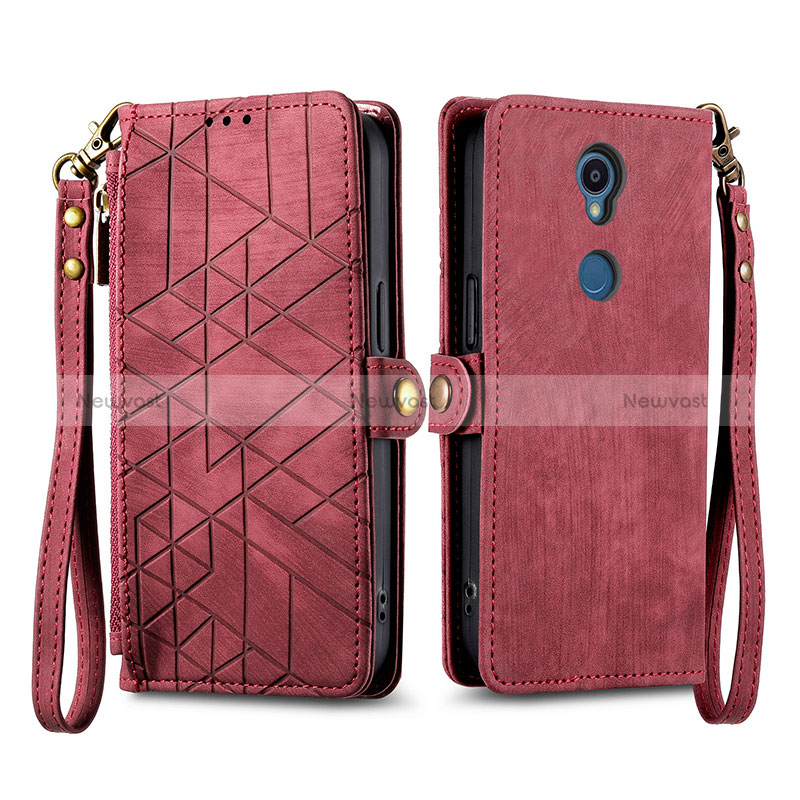 Leather Case Stands Flip Cover Holder S17D for Sharp Rouvo V Red