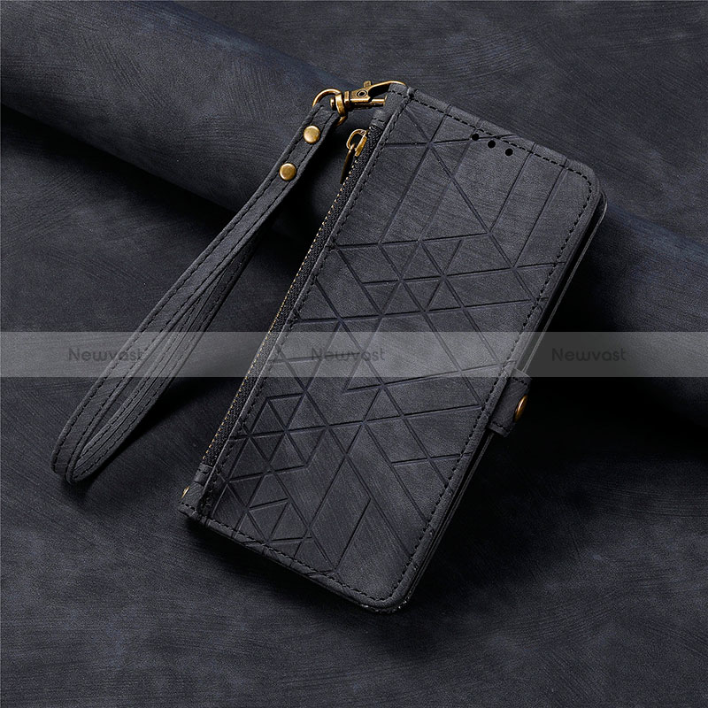 Leather Case Stands Flip Cover Holder S18D for Asus Zenfone 9 Black