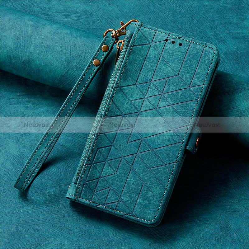 Leather Case Stands Flip Cover Holder S18D for Asus Zenfone 9 Green