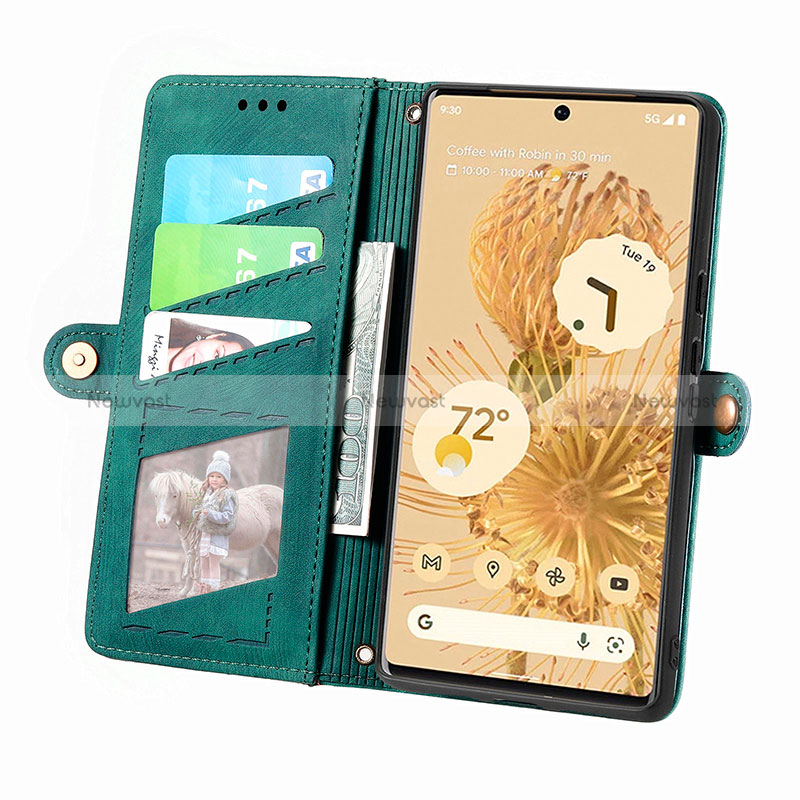 Leather Case Stands Flip Cover Holder S18D for Google Pixel 6 5G