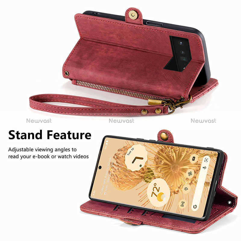 Leather Case Stands Flip Cover Holder S18D for Google Pixel 6 Pro 5G