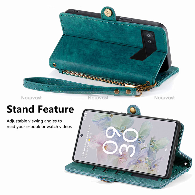 Leather Case Stands Flip Cover Holder S18D for Google Pixel 6a 5G