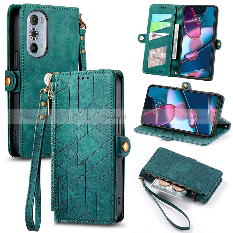 Leather Case Stands Flip Cover Holder S18D for Motorola Moto Edge Plus (2022) 5G