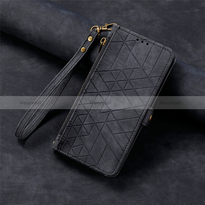 Leather Case Stands Flip Cover Holder S18D for Motorola Moto Edge Plus (2022) 5G Black