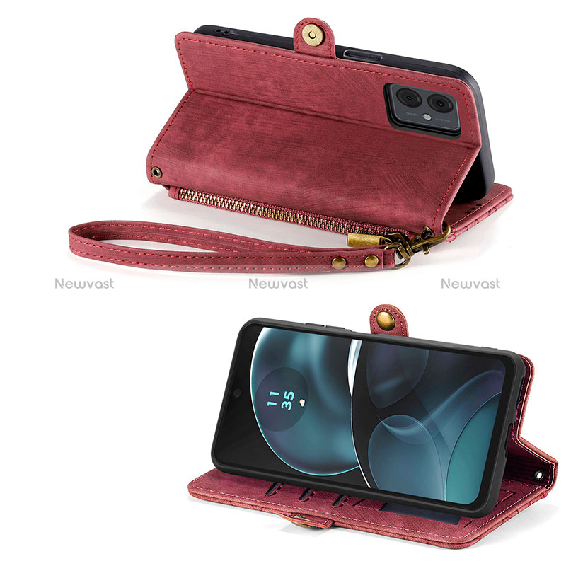 Leather Case Stands Flip Cover Holder S18D for Motorola Moto G14