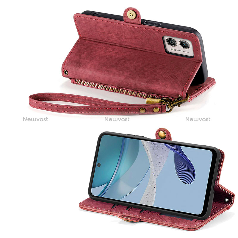 Leather Case Stands Flip Cover Holder S18D for Motorola Moto G53 5G