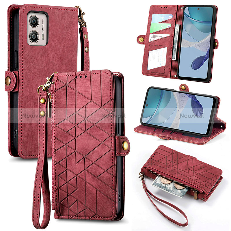 Leather Case Stands Flip Cover Holder S18D for Motorola Moto G53 5G