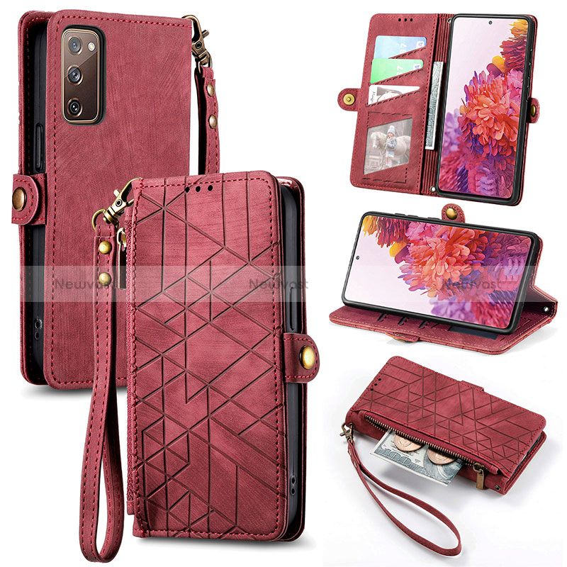 Leather Case Stands Flip Cover Holder S18D for Samsung Galaxy S20 FE (2022) 5G