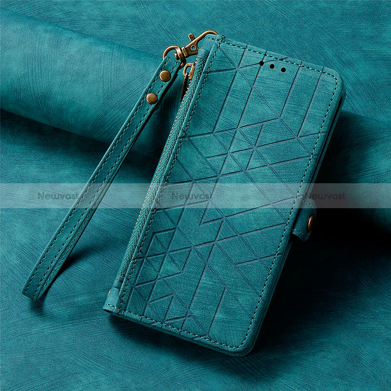 Leather Case Stands Flip Cover Holder S18D for Samsung Galaxy S22 5G Green