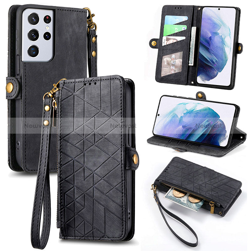 Leather Case Stands Flip Cover Holder S18D for Samsung Galaxy S23 Ultra 5G