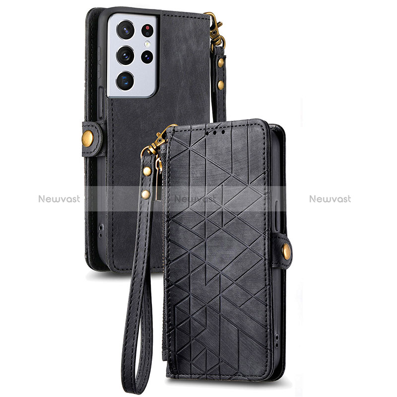 Leather Case Stands Flip Cover Holder S18D for Samsung Galaxy S24 Ultra 5G