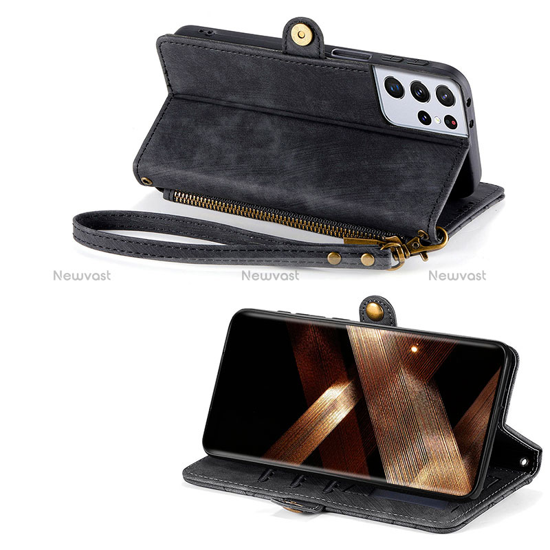 Leather Case Stands Flip Cover Holder S18D for Samsung Galaxy S24 Ultra 5G