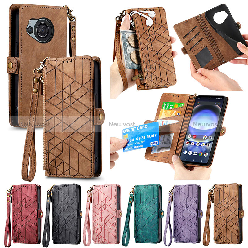 Leather Case Stands Flip Cover Holder S18D for Sharp Aquos R8