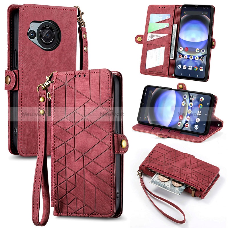 Leather Case Stands Flip Cover Holder S18D for Sharp Aquos R8