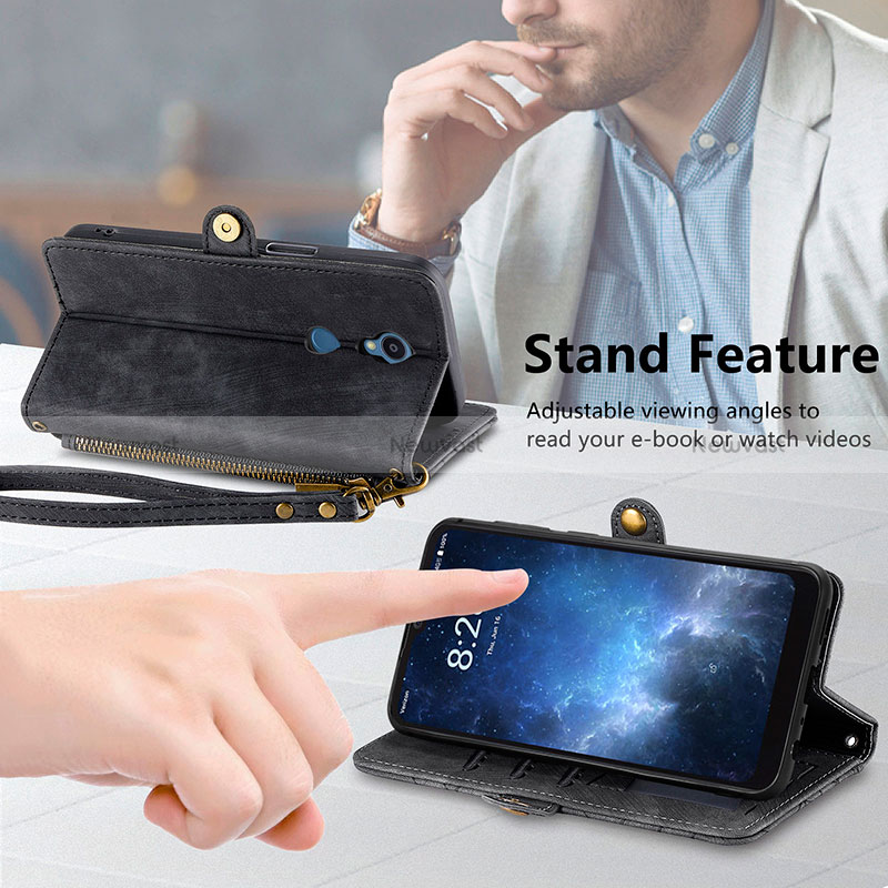 Leather Case Stands Flip Cover Holder S18D for Sharp Rouvo V