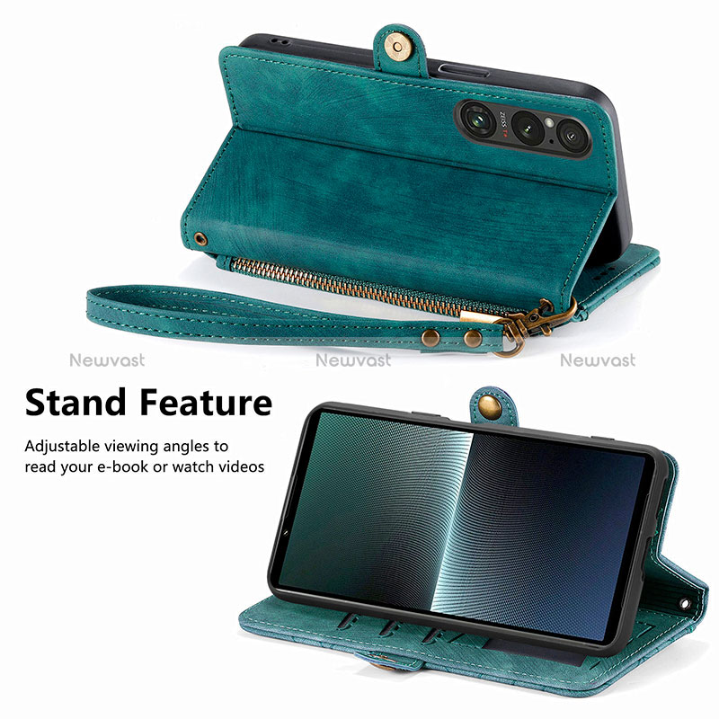 Leather Case Stands Flip Cover Holder S18D for Sony Xperia 1 V