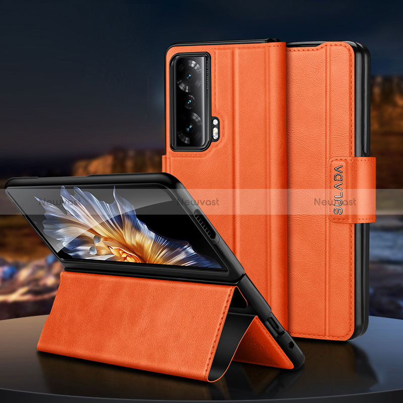 Leather Case Stands Flip Cover Holder SD1 for Huawei Honor Magic Vs Ultimate 5G Orange