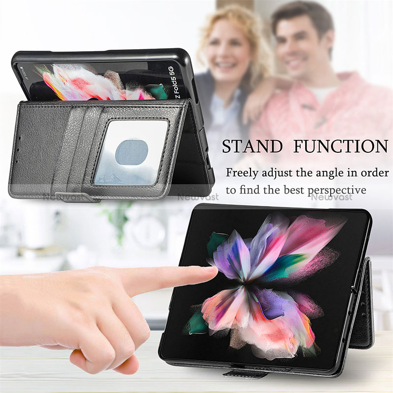 Leather Case Stands Flip Cover Holder SD1 for Samsung Galaxy Z Fold5 5G