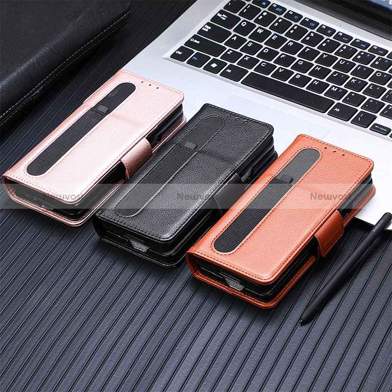 Leather Case Stands Flip Cover Holder SD2 for Samsung Galaxy Z Fold5 5G