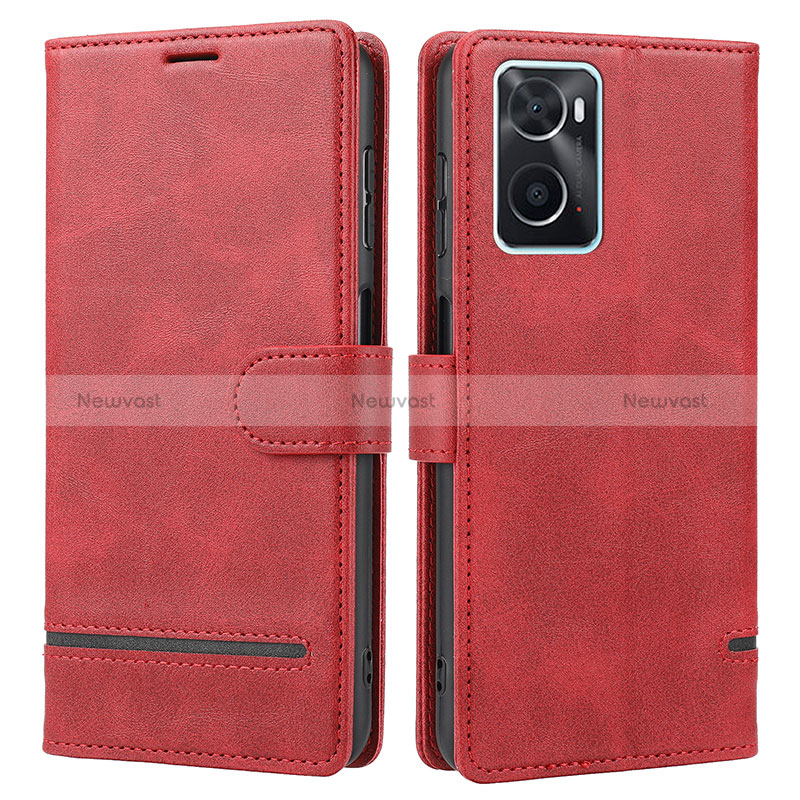 Leather Case Stands Flip Cover Holder SY1 for Oppo A36 Red