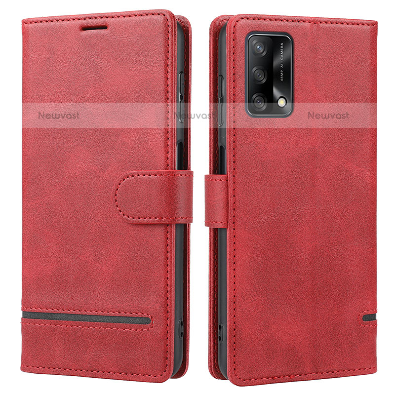 Leather Case Stands Flip Cover Holder SY1 for Oppo A74 4G Red