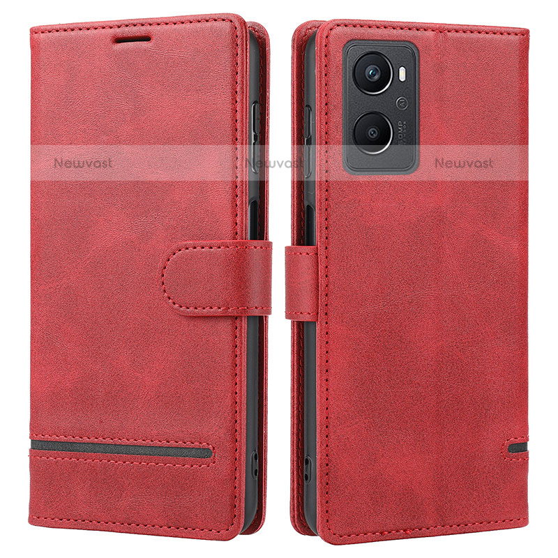 Leather Case Stands Flip Cover Holder SY1 for Oppo F21 Pro 5G Red