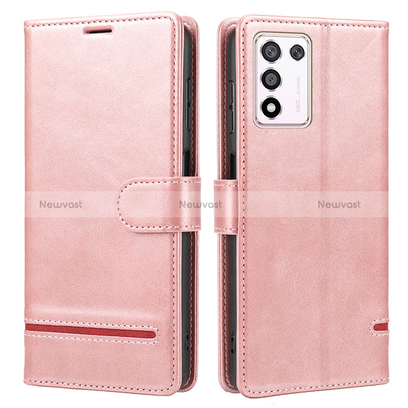 Leather Case Stands Flip Cover Holder SY1 for Oppo K9S 5G Pink