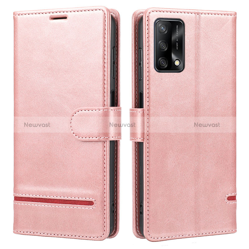 Leather Case Stands Flip Cover Holder SY1 for Oppo Reno6 Lite Pink