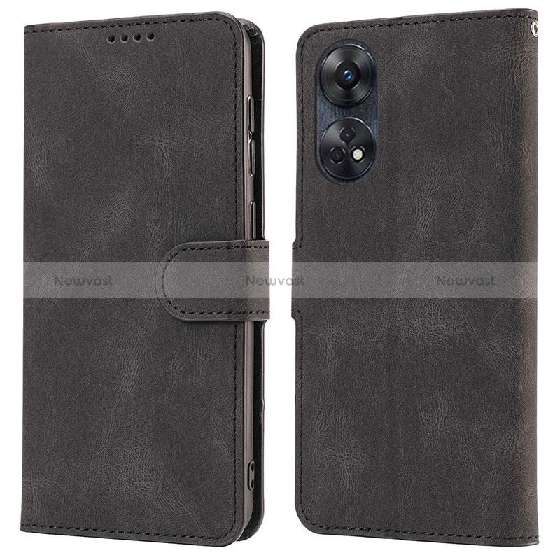 Leather Case Stands Flip Cover Holder SY1 for Oppo Reno8 T 4G Black