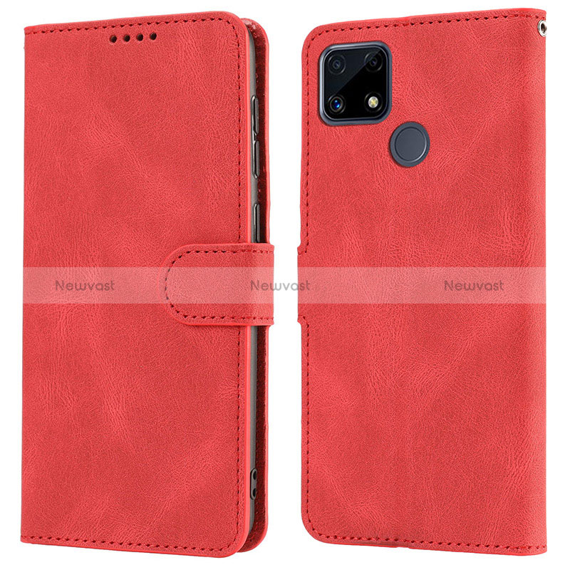 Leather Case Stands Flip Cover Holder SY1 for Realme C25S Red