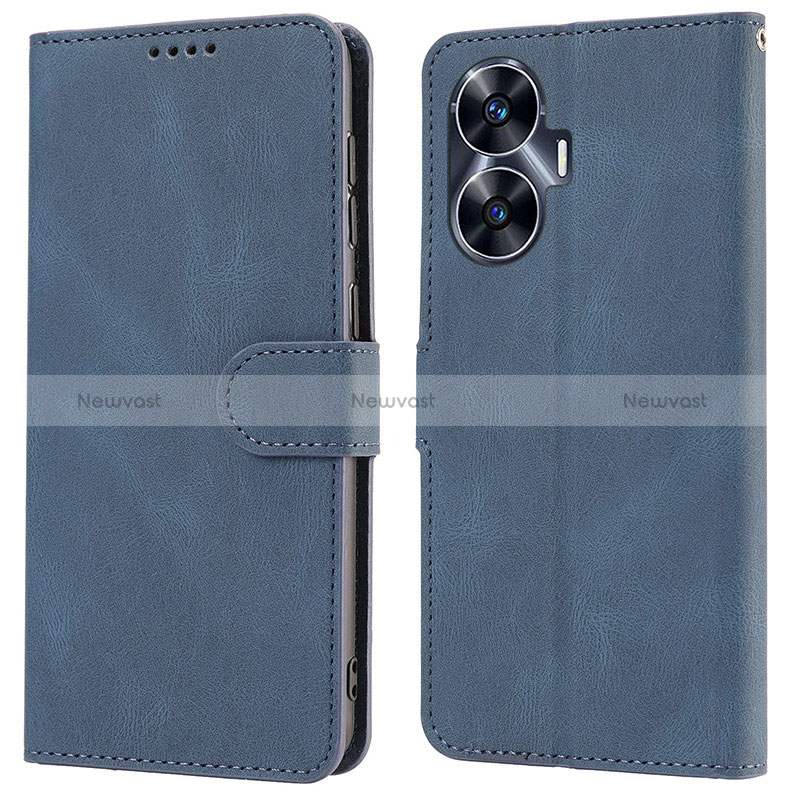 Leather Case Stands Flip Cover Holder SY1 for Realme C55 Blue