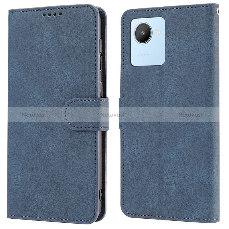 Leather Case Stands Flip Cover Holder SY1 for Realme Narzo 50i Prime Blue