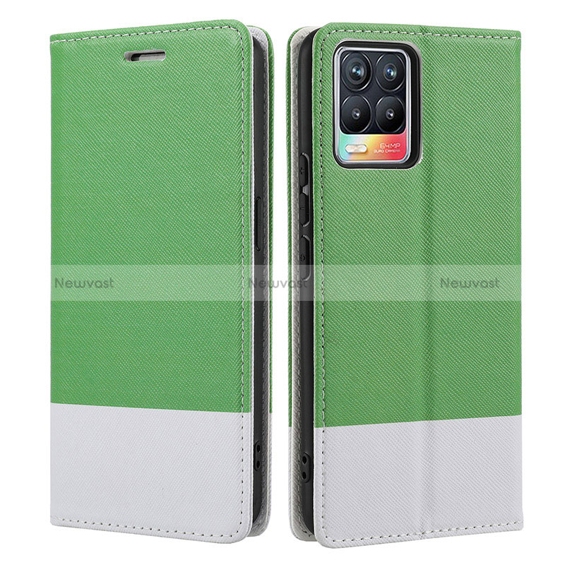 Leather Case Stands Flip Cover Holder SY2 for Realme 8 4G Green