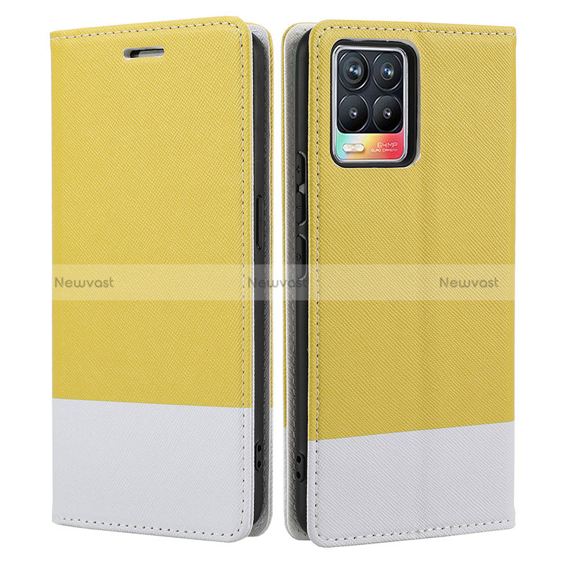 Leather Case Stands Flip Cover Holder SY2 for Realme 8 4G Yellow